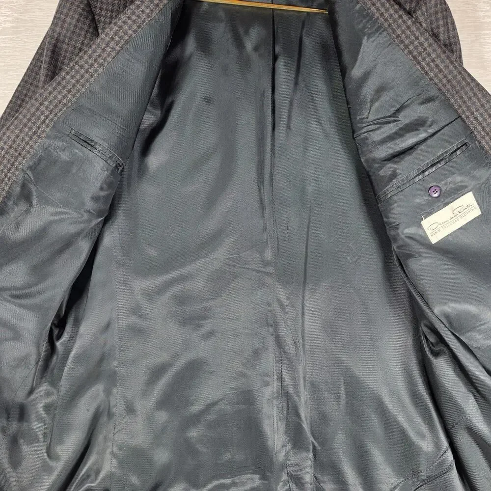 Oscar de la Renta Suit Blazer Mens 46L Blue Check Wool Jacket